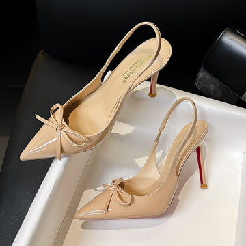 Bow Backless Stiletto Heel Sandals Pointed Toe