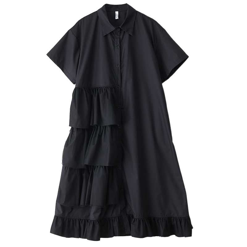 Loose Mesh Short Sleeve Shirt Dress