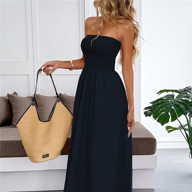 Casual Strapless Corset Long Dress