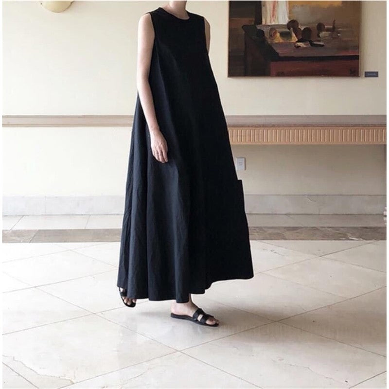 Solid Color Sleeveless Maxi Dress