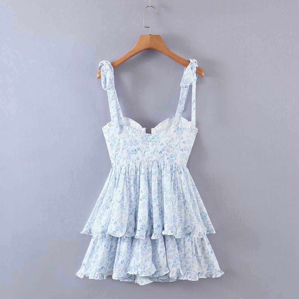 Three-Tier Colorful Silk-Chiffon Dress Pleated Lace-Up Skirt