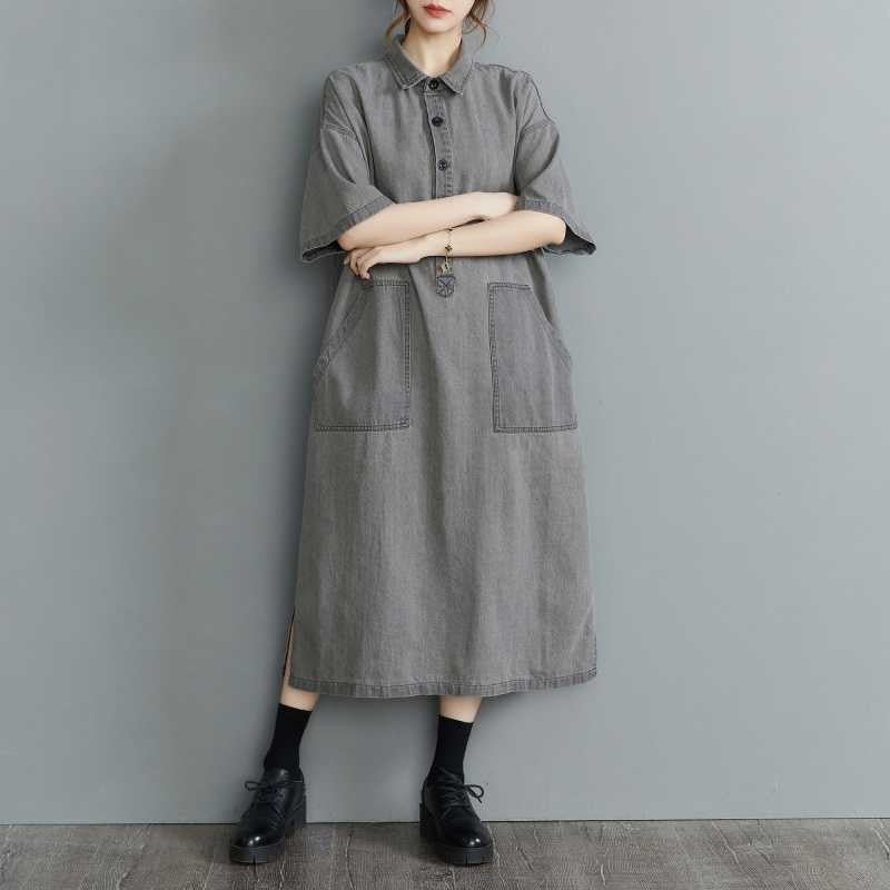 Split Hem Denim Dress