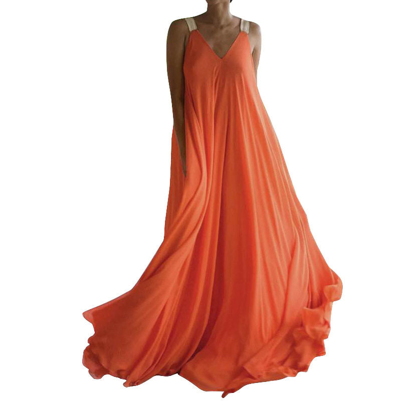 V Neck Bohemian Plus Size Slip Dress