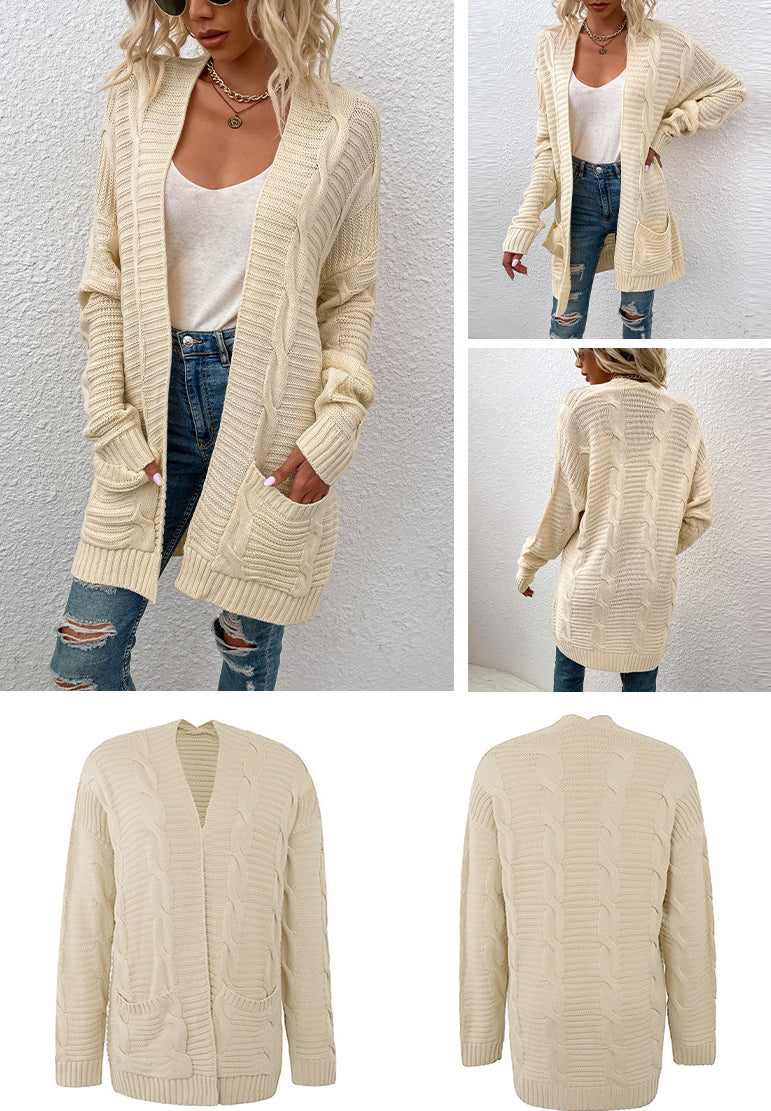Fashion Twist Design Knitted Long Cardigan Sweaters