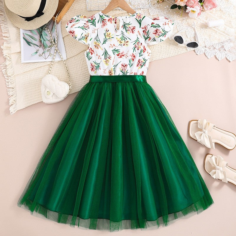 Dresses For Girls With Fly Sleeves And Mesh