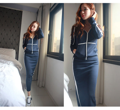 Casual Plus Sizes Long Sleeves Hoodies & Skirts