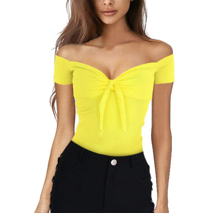 Sexy V Neck Sheath Short Sleeves T Shirts