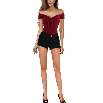Sexy V Neck Sheath Short Sleeves T Shirts