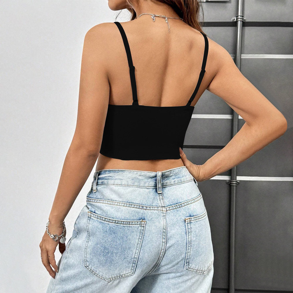 Solid Color Twist Split Slim Tank Top