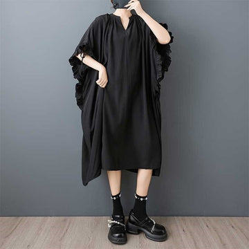 V Neck Batwing Sleeve Wrap Dress