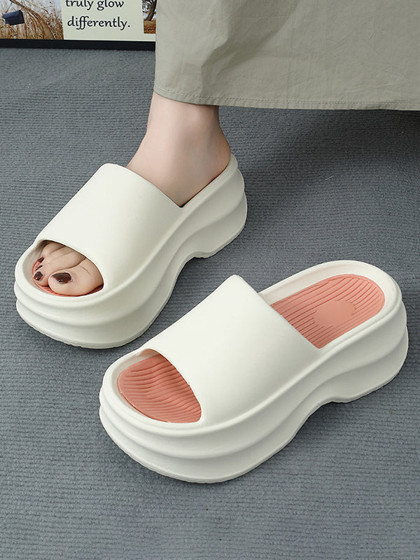 Height Increasing Contrast Color Non-Slip Striped Sandals