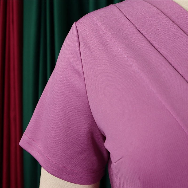 V Neck Waist Belted Pencil Dress