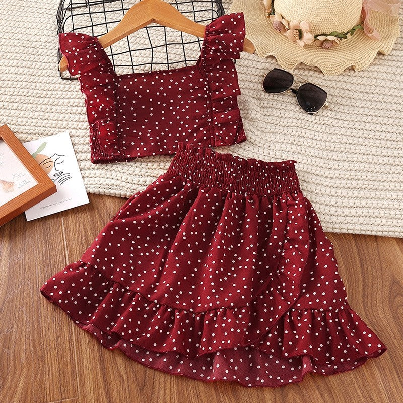 Girls Printed Camisole Top Skirt Set