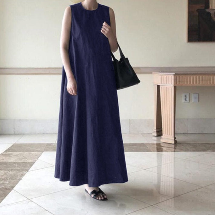 Solid Color Sleeveless Maxi Dress
