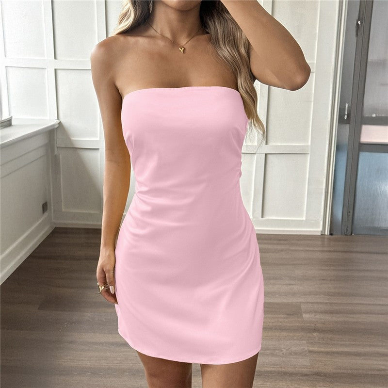 Sleeveless Solid Slim Short Dress