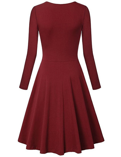 Elegant V Neck Long Sleeves Dresses