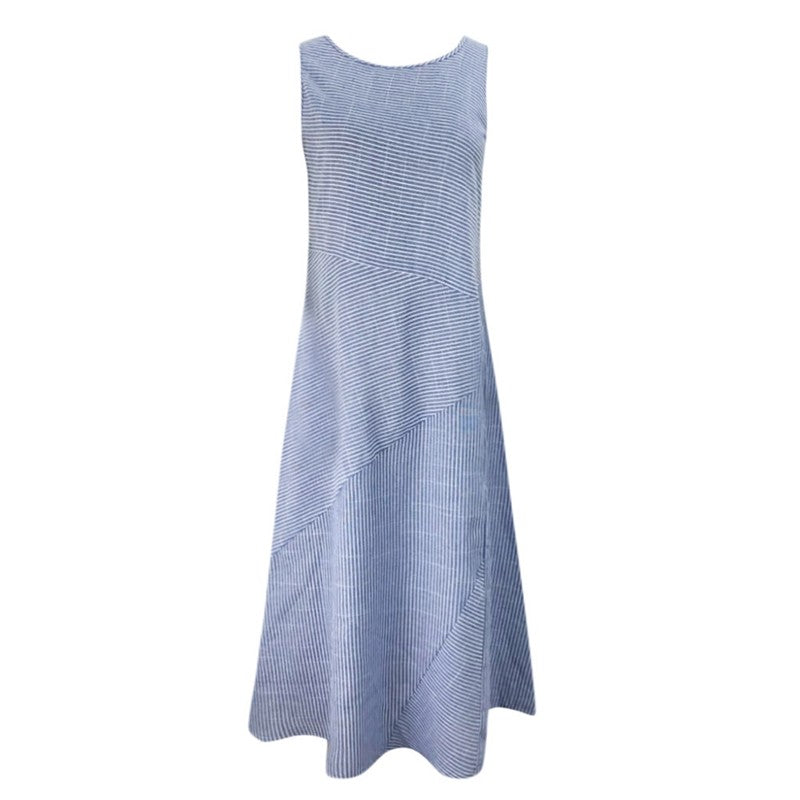Striped Sleeveless Slim Long Dress