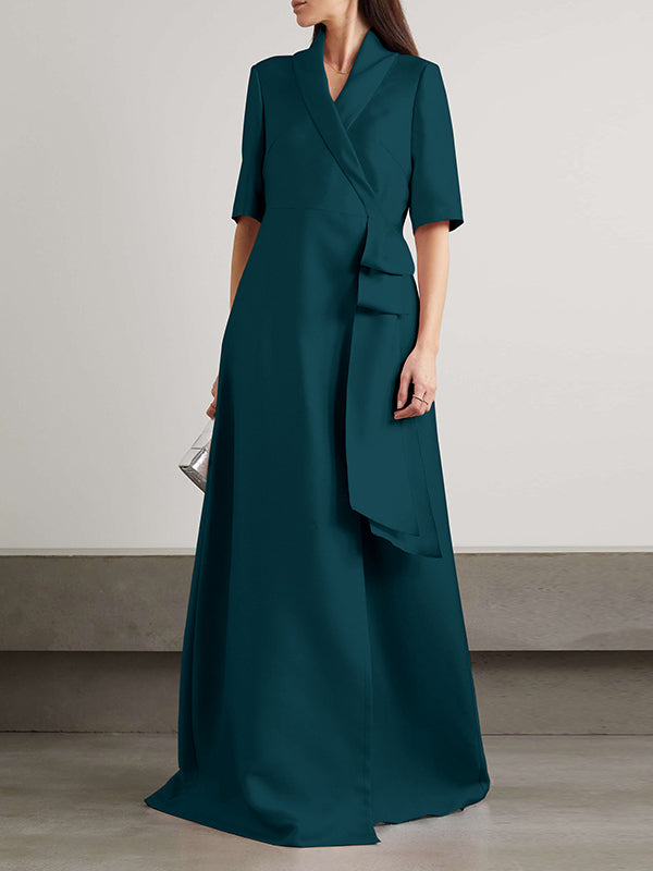 Loose Solid Color Split-Joint V-neck Evening Dresses Maxi Dresses