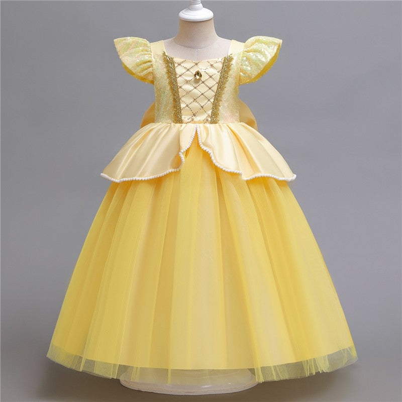 Bubble Sleeve Princess Dress Cosplaying Beauty And The Beast