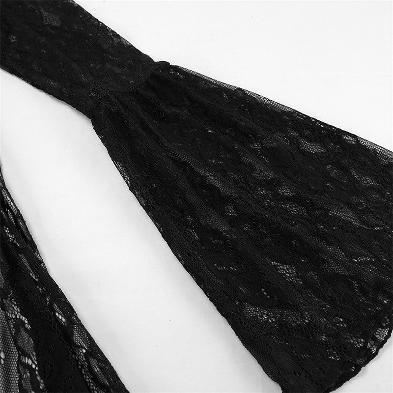 Lace Long Sleeve A Line Short Dress