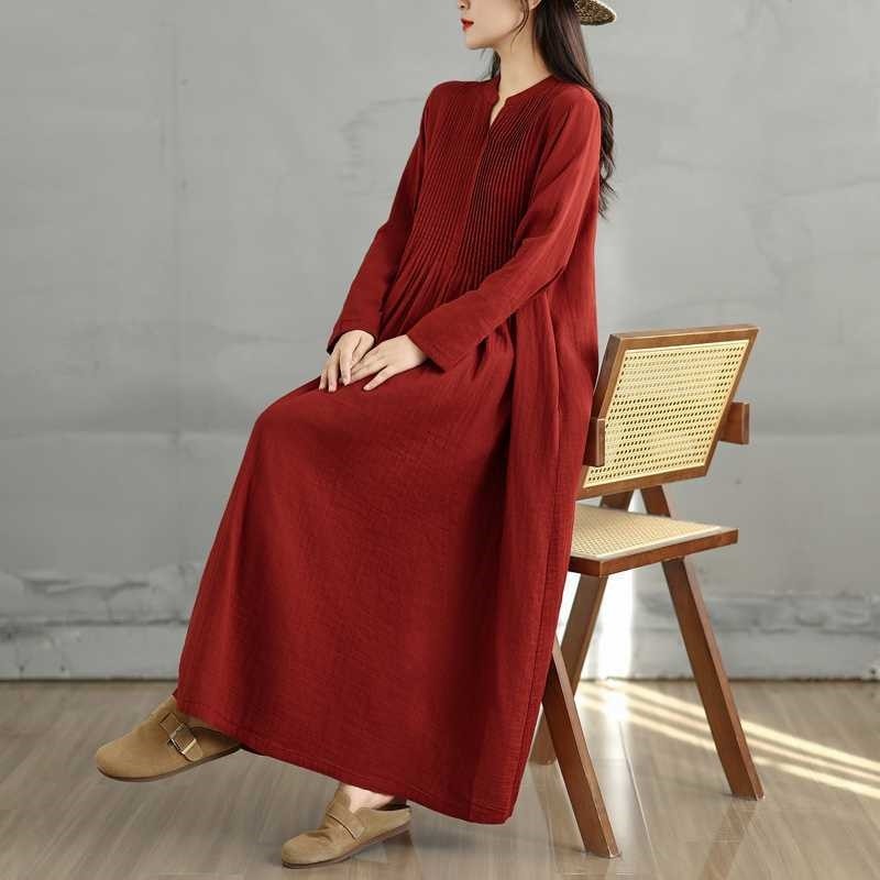 Long Sleeve Loose Double Layer Maxi Dress