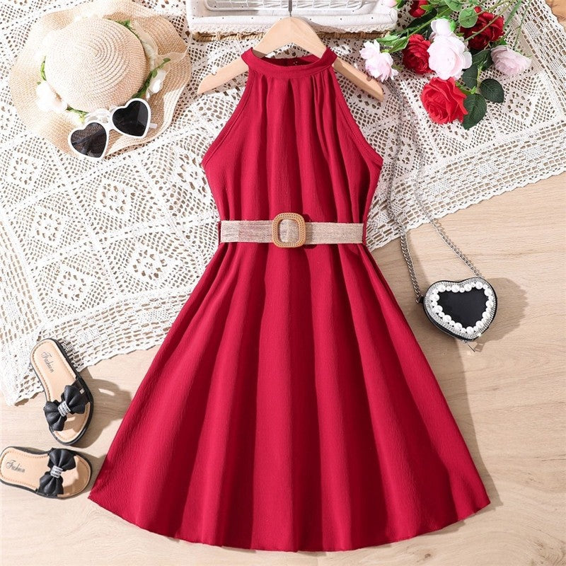 Solid Color Stylish Off-Shoulder Sleeveless Dress