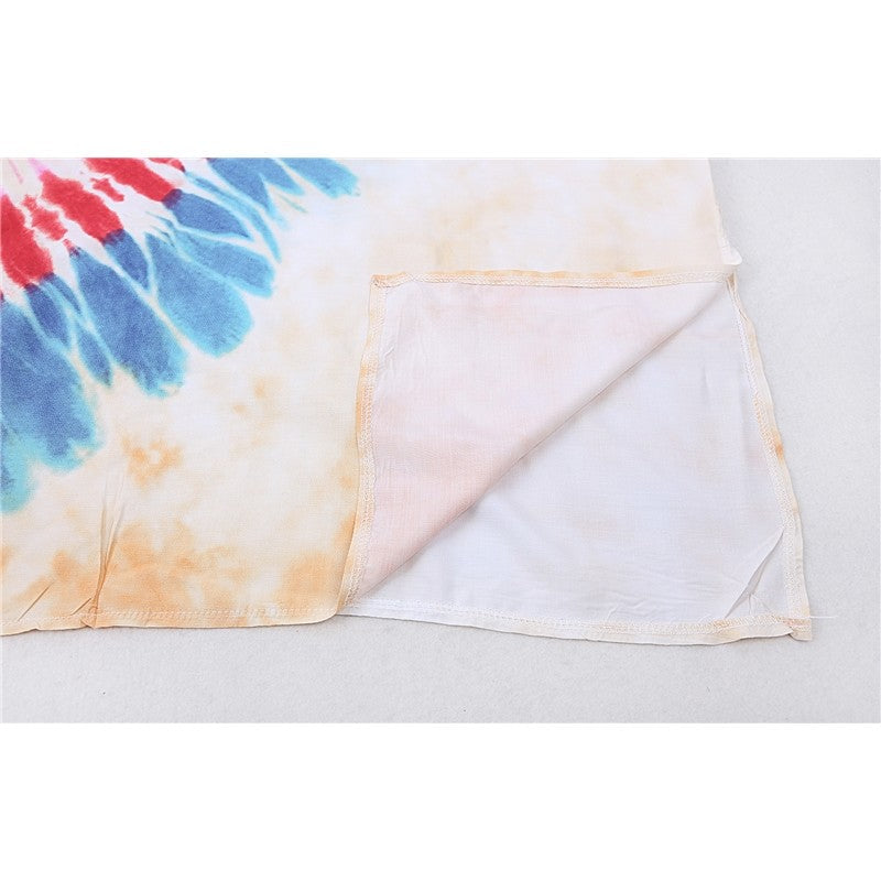 Short Sleeves Tie-Dyed Split Maxi Dress