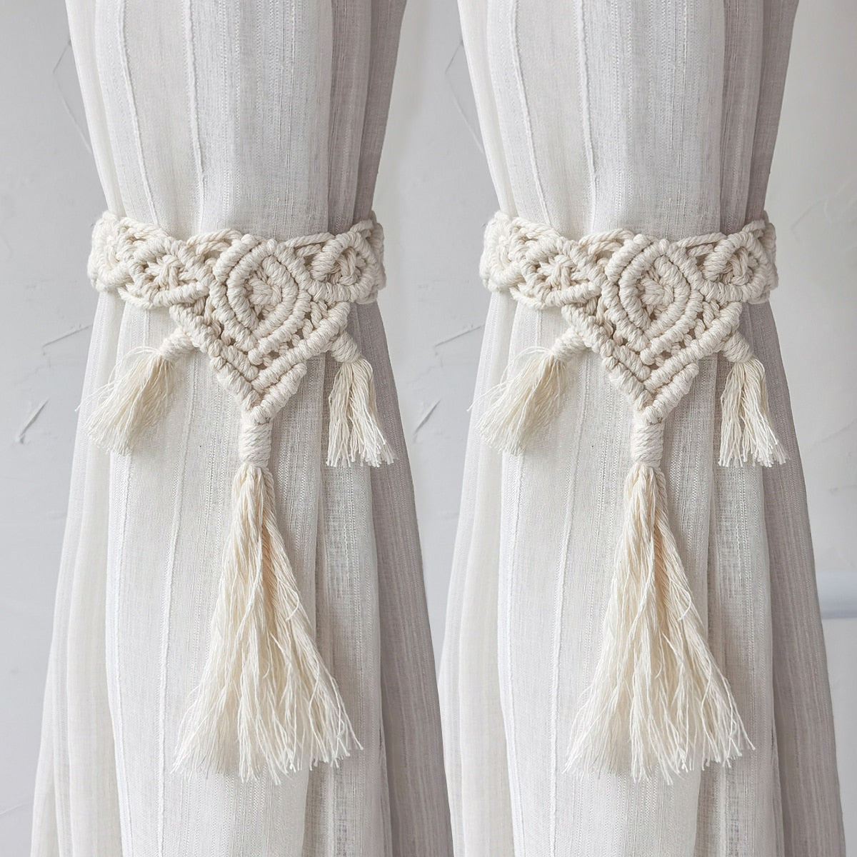 Boho Fringe Curtains Accessories Macrame CurtainTiebacks With Bead Decorative Curtain Rope Farmhouse Decor for Room Decoration