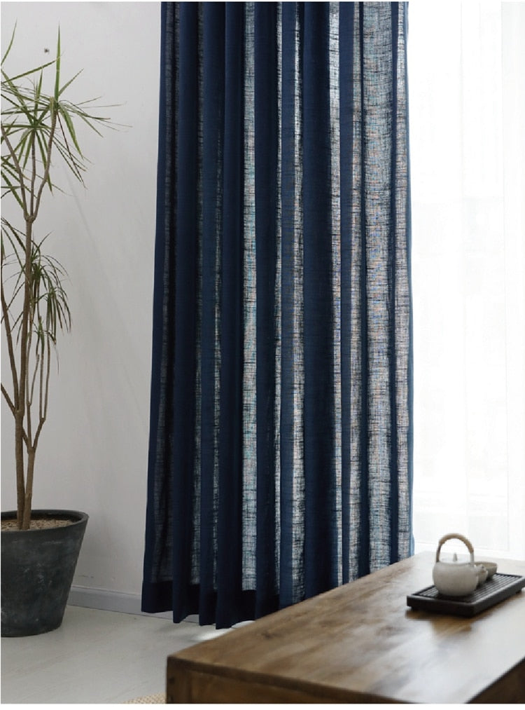 Modern Linen Curtain for Living Room Bedroom pure color cotton linen curtains tulle fabrics custom gauze semi-shading ramie yarn