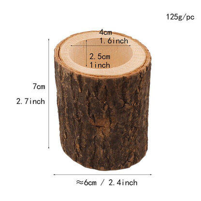 Wood Lights Holder Wooden Candlestick Succulent Plant Pot Tray Candle Holder Home Table Desktop Rustic Wedding Holiday DIY Decor