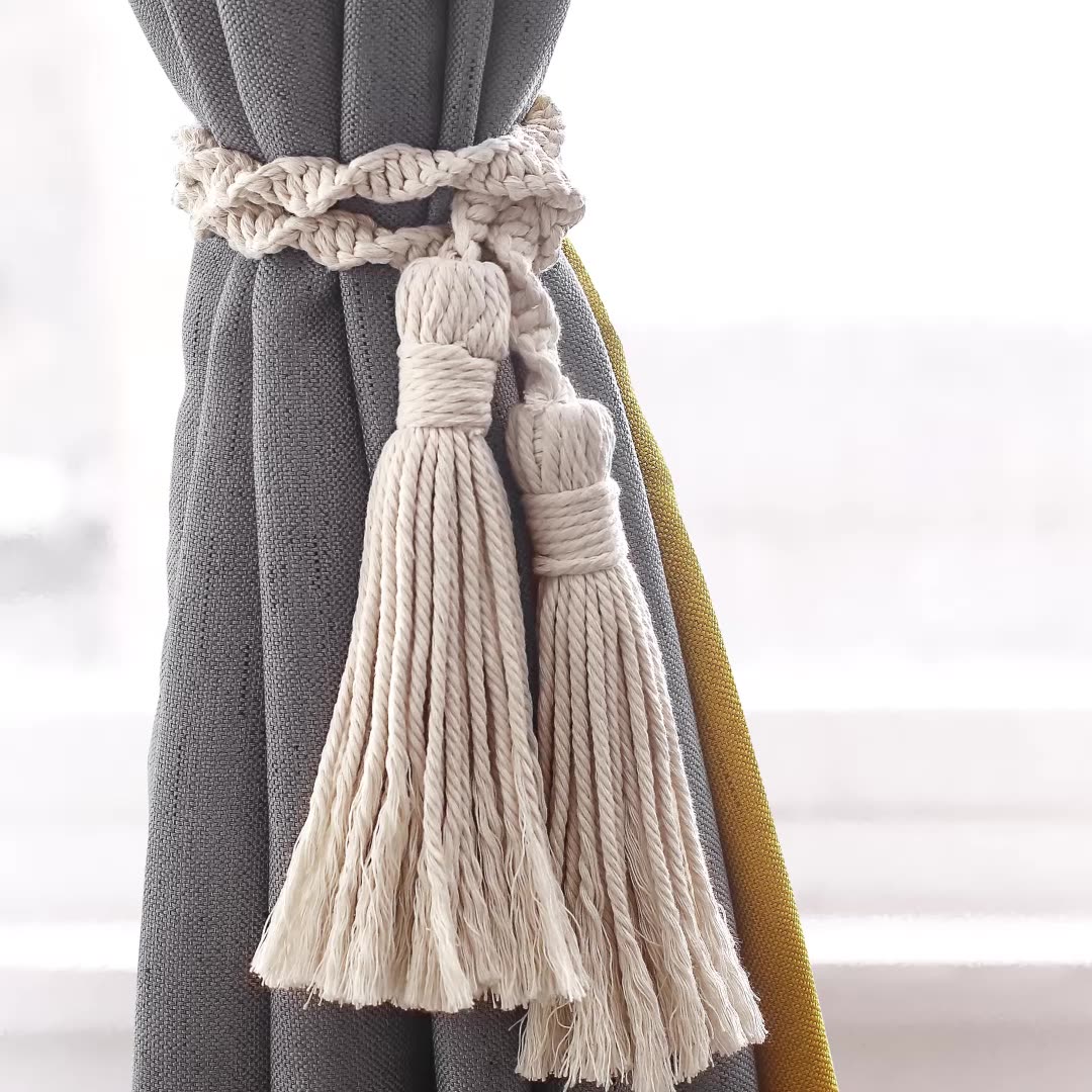 Boho Fringe Curtains Accessories Macrame CurtainTiebacks With Bead Decorative Curtain Rope Farmhouse Decor for Room Decoration
