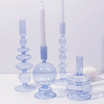 Candle Holders Glass Candlesticks Wedding Decoration Party Desktop Vases Home Decor Romantic Candlelight Dinner Room Decoration