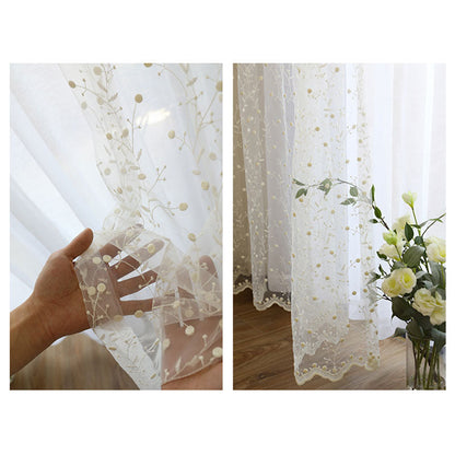 White Floral Embroidered Sheer Curtain For Living Room Modern Floral Voile Tulle Window Curtains For Bedroom Kitchen Drapes Door