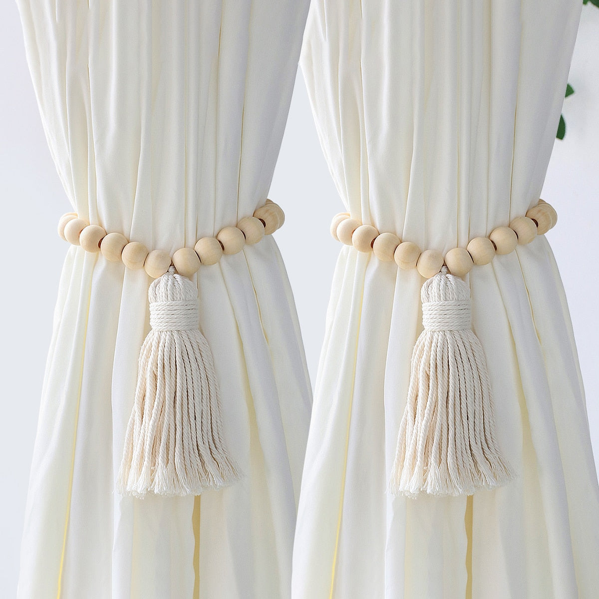 Boho Fringe Curtains Accessories Macrame CurtainTiebacks With Bead Decorative Curtain Rope Farmhouse Decor for Room Decoration