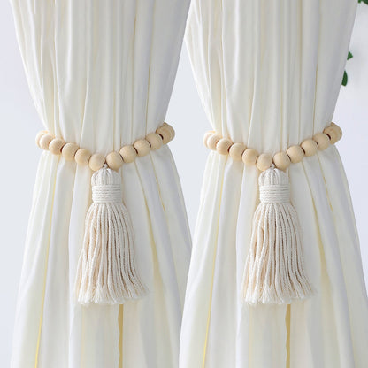 Boho Fringe Curtains Accessories Macrame CurtainTiebacks With Bead Decorative Curtain Rope Farmhouse Decor for Room Decoration