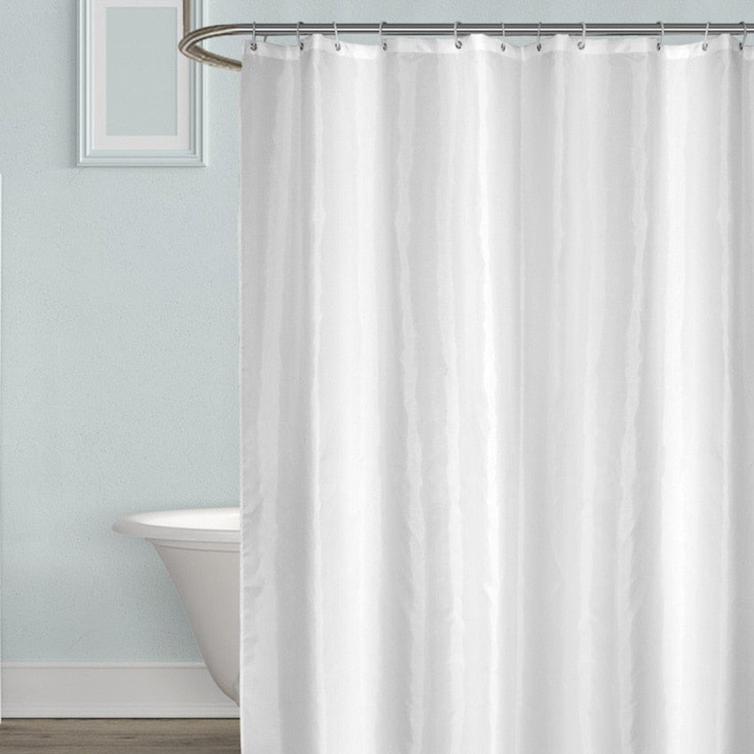 White Shower Curtains Waterproof Thick Solid Bath Curtains For Bathroom Bathtub Large Wide Bathing Cover 12 Hooks