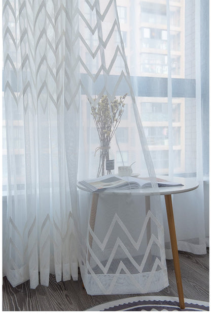 window Curtain gauze curtain product embroiders wave Europe type window gauze sitting room bedroom wave window curtains tulle