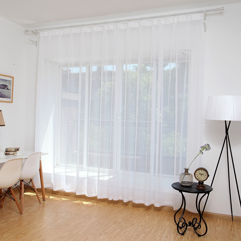 White Solid Tulle Curtains Window Screening for Bedroom Kitchen Sheer Voile Blinds Drapes Gauze Treatments Door