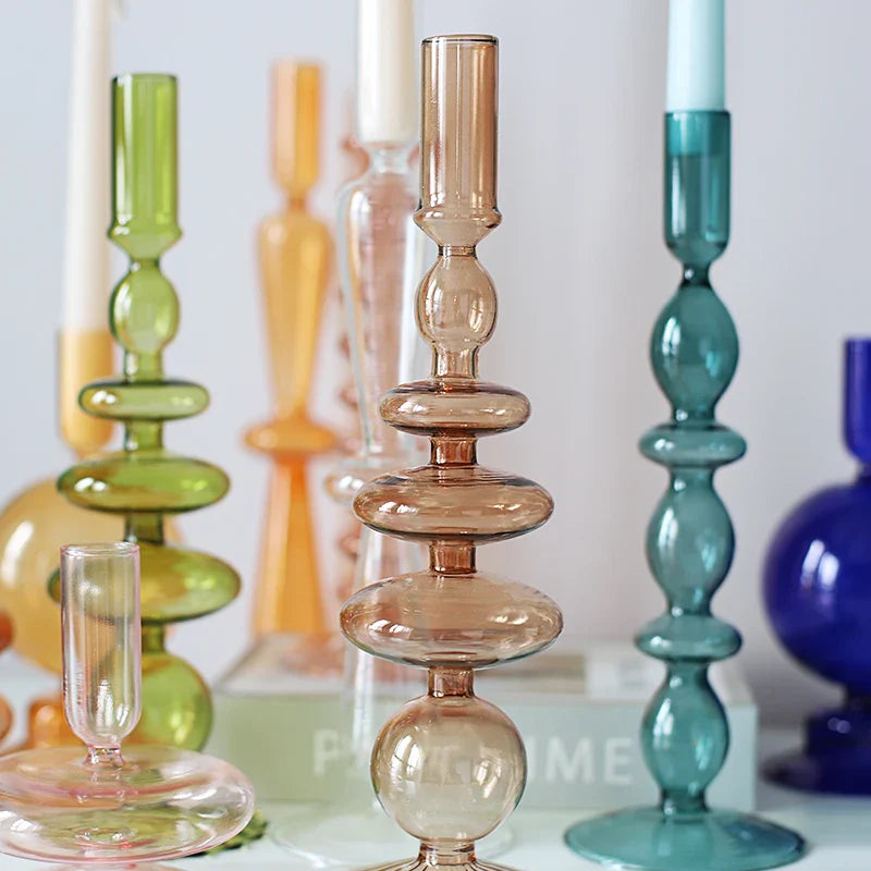 Nordic Glass candle holders, romantic Dinner home decoration, candlestick for birthday wedding, candle holder portavelas decor