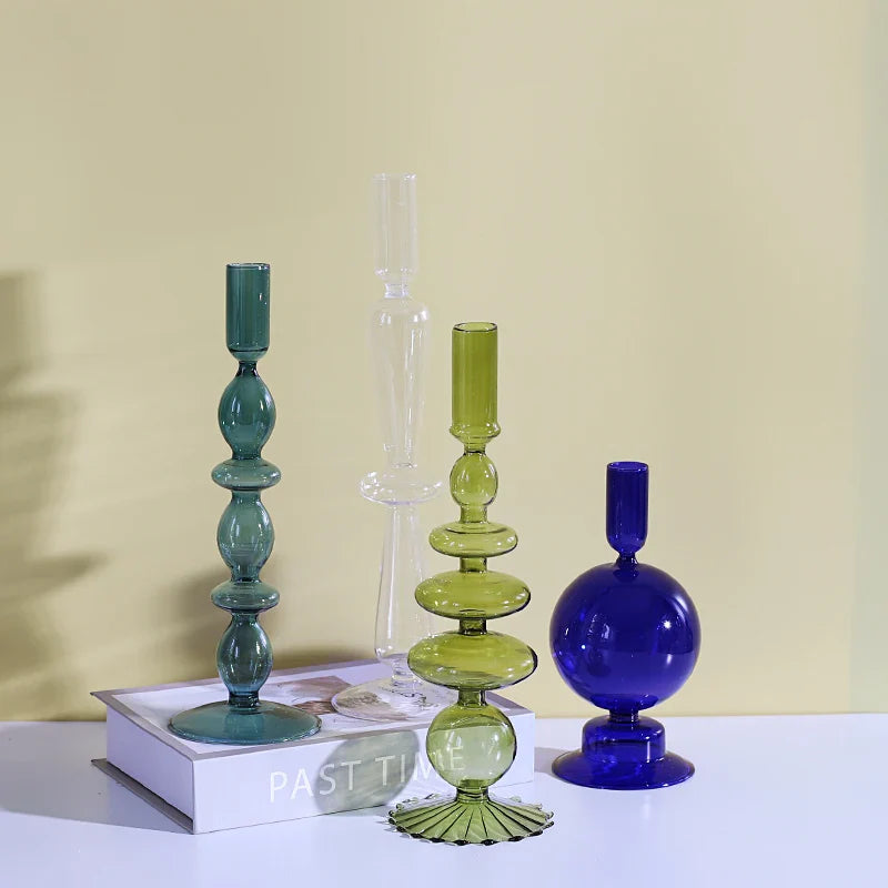 Nordic Glass candle holders, romantic Dinner home decoration, candlestick for birthday wedding, candle holder portavelas decor
