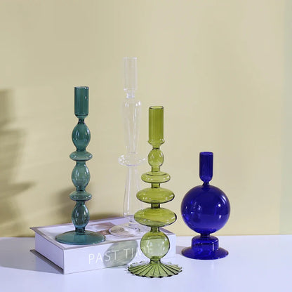 Nordic Glass candle holders, romantic Dinner home decoration, candlestick for birthday wedding, candle holder portavelas decor