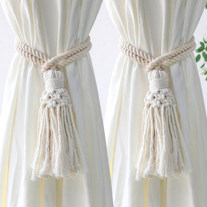 2 Pack Macrame Curtain Tiebacks Decorative Curtain With Bead Kawaii Boho Room Decor Home Living Room Decoration Gift