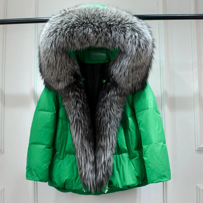 Winter Women Faux Fur Collar Thick Warm Women Hoodies Coat