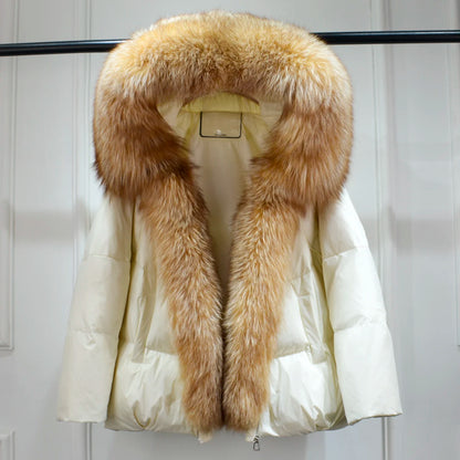 Winter Women Faux Fur Collar Thick Warm Women Hoodies Coat