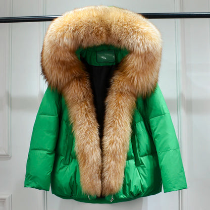 Winter Women Faux Fur Collar Thick Warm Women Hoodies Coat