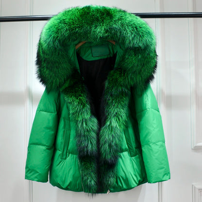 Winter Women Faux Fur Collar Thick Warm Women Hoodies Coat