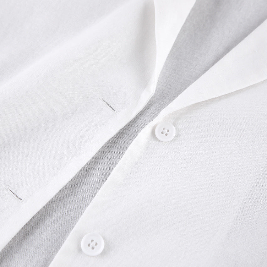 Summer Cotton Long Sleeves Shirts and Shorts Suits