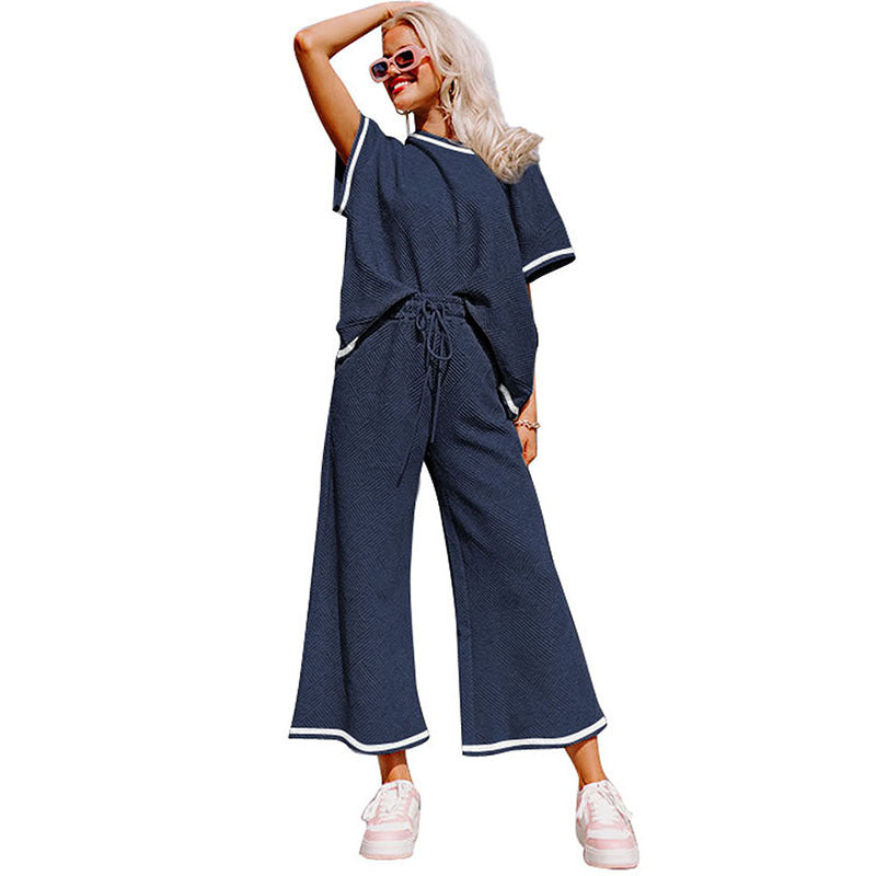 Casual Summer Drawstring Two Pieces Women Suits