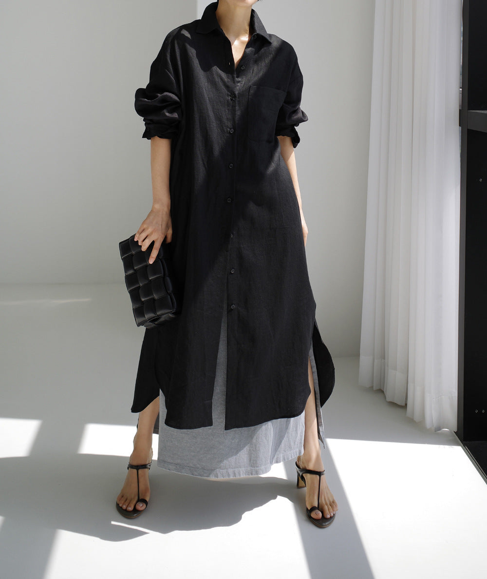Casual Cotton Plus Sizes Long Sleeves Shirts Dresses
