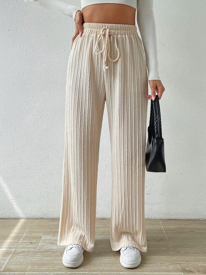 Casual Elastic High Waist Wide Legs Pants for Women
